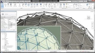 BIM  Revit Adaptive Component 03B Geodesic Dome Steel l Fabric l Tent Structure [upl. by Ahsote245]