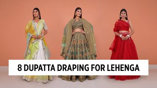 NEW 8 Dupatta Draping Styles for Lehenga Types 2024 [upl. by Aurore]