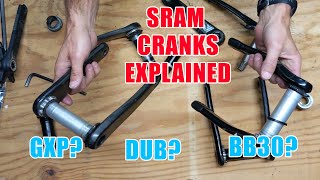 Sram Crankset Spindles Explained  GXP BB30 PF30 DUB [upl. by Ehtyaf876]