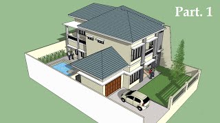 Sketchup tutorial house building Part 1 [upl. by Varick195]