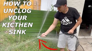 UNCLOGGING my kitchen sink with a PRESSURE WASHER amp Sewer Jetter Kit w BEFORE amp AFTER result [upl. by Rodolphe213]