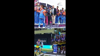 Faf du Plessis 🤝 Rohit Sharma The iconic trophylifting tradition continues 🏆  CPLOnStar [upl. by Fran]