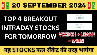 Best Intraday Stocks For Tomorrow  20 September 2024  Stocks to Buy Tomorrow  Expert Analysis [upl. by Skell]