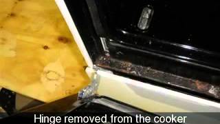 How to change an oven door hinge on a cooker Indesit K341G [upl. by Fredek557]