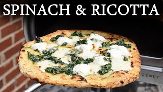 White Pizza Recipe With Garlic Sautéed Spinach amp Ricotta Cheese Thin Crust In Gozney Roccbox [upl. by Ryter]