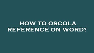 How to oscola reference on word [upl. by Ioyal]