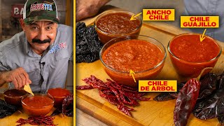 Three DELICIOUS SALSA ROJA Recipes Chile de ÁRBOL GUAJILLO amp ANCHO for Mexican Cooking [upl. by Vevine]