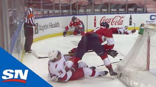 Panthers Mason Marchment Blows Bottom Part Of Skate Against Hurricanes [upl. by Chery189]