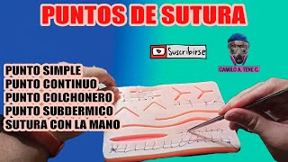 PUNTOS DE SUTURA✂🥩😷 Punto simple continuo colchonero subdérmico y SUTURA con la MANO ✌💪🏥 [upl. by Citron27]