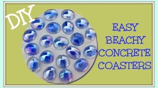 DIY EASY Beachy Concrete Coasters Another Coaster Friday Craft Klatch Concrete Crafting Series [upl. by Gaillard]