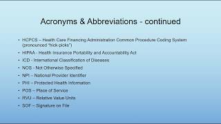 Medical Billing Terminology Acronyms amp Abbreviations [upl. by Eneleoj]