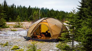 Hot Tent Winter Camping In Freezing Temperatures [upl. by Ellohcin260]