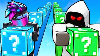 Lucky Block Race But You Get CUSTOM LUCKY BLOCKS Roblox Bedwars [upl. by Flosi]