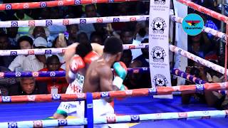 Isaac Dogboe vs Cesar Juarez – Round 2 Juarez falls [upl. by Witkin721]