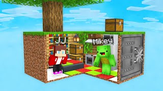 Mikey and JJ Built a Bunker Inside a SKY BLOCK in Minecraft Maizen [upl. by Robby]