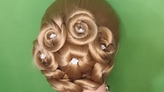 Bridal juda hairstyle for wedding party dulhan juda hairstyle for lahanga look  hairstyle video [upl. by Miko]