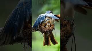 Heroic blue bird Rescue Chicks During Whiteout Snowstorm birds snow mother trending [upl. by Orlantha]