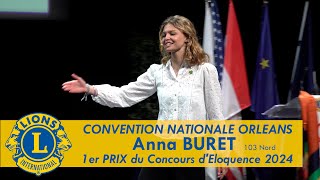 Anna BURET  1er Prix du Concours dEloquence 2024 du Lions Club de France [upl. by Adore182]