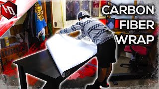 WHITE CARBON FIBER DESK DIY Vinyl Wrap [upl. by Adiela]