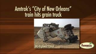 Grain truck hit by train near Tchula Mississippi  Farmweek  September 13 2013 [upl. by Onailerua]