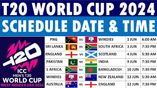 T20 World Cup 2024 Schedule  T20 World Cup 2024 Schedule  2024 T20 World Cup Schedule [upl. by Sherrod777]