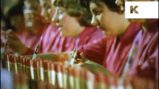 1960s UK Cosmetics Factory Lipstick Production 16mm Colour [upl. by Joey]