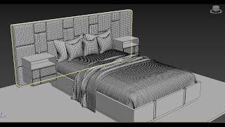 3d max morden bed modeling with back animation bed 3dsmax blender architecture sketchup [upl. by Atirac]