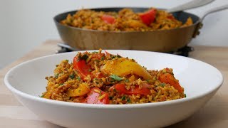 Paprika Reis Pfanne mit Hackfleisch  Rice Stir Fry with Bell Peppers amp Ground Beef  ENG SUBS [upl. by Lsil]