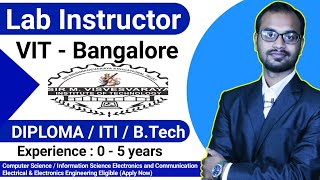 Visvesvaraya Institute of Technology Hiring Lab InstructorLab Technician  BTech Diploma  ITI [upl. by Arykahs869]