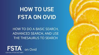 How to use FSTA on Ovid How to do a basic search advanced search and use the thesaurus to search [upl. by Kimitri]