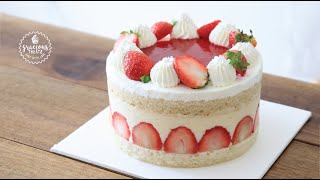 A Light amp Fluffy Strawberry Fraisier Cake  No Eggs  No Gelatins [upl. by Maillil]