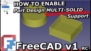 FreeCAD v1 new Feature Multiple solid support in one part design body experimental [upl. by Paige337]