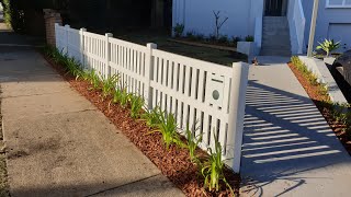 PVC picket fence Installation How to Install Vinyl Fence Panels [upl. by Berardo]