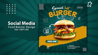 Restaurant Food Banner or Social Media Poster Design Tutorial  Photoshop CC  hridoyhtd [upl. by Eigna]