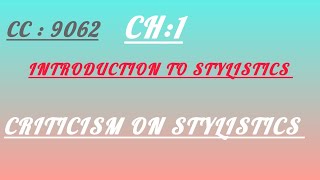 Criticism on Stylistics 9062 englishliteraturewithmahr englishlitreturelectures stylistcs [upl. by Francois]