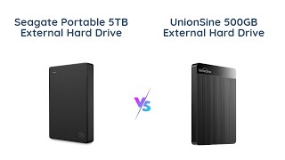 Seagate 5TB vs UnionSine 500GB  External Hard Drive Comparison [upl. by Ettevad530]