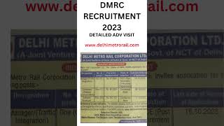 DMRC RECRUITMENT 2023wwwdelhimetrorailcom [upl. by Basia22]