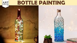 Glass Painted Lamp  Bottle Art  DIY Home Decor Ideas  Painting Craft  VENTUNOART [upl. by Roswald187]