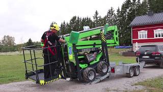 Leguan Lifts in action Gutter cleaning with Leguan 190  Easy transportation with Leguan trailer [upl. by Yllek]