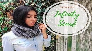 HOW TO MAKE AN INFINITY SCARF  TUTORIAL STEP BY STEP FOR BEGINNER LOOM KNITTING DIY [upl. by Kenison]