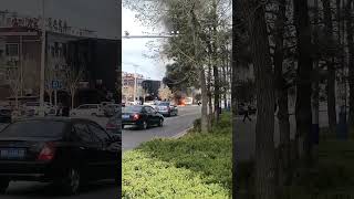 Truck explosion caught on video as fire service rushes to the scene [upl. by Ojibbob]