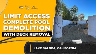 Pool Demolition in Lake Balboa California Limit Access Complete Pool Demolition with Deck Removal [upl. by Anahsat]