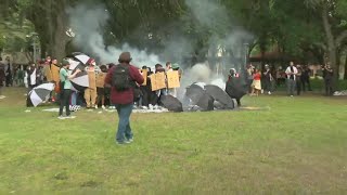 Tear gas used at USF as proPalestinian protesters clash with police [upl. by Old]