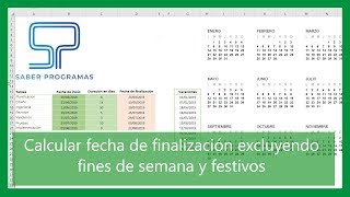 Calcular FECHA FINAL excluyendo festivos y fines de semana en Excel ✅ [upl. by Sajet]