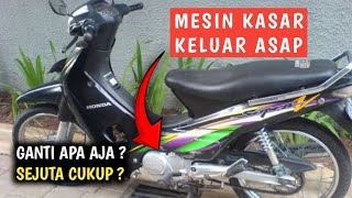 Mengatasi honda supra 100 mesin kasar keluar asap putih sembuh total [upl. by Ettinger]