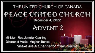 Peace United Church December 4 2022 Service [upl. by Ardnohs284]