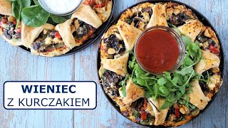 WIENIEC DROŻDŻOWY z kurczakiem i pieczarkami  Kurczak z pieczarkami w cieście  Pizza zawijana [upl. by Norret]