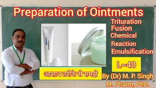 Methods of Preparation of Ointment  Semisolid Dosage Form  Ointments  Pharmaceutics  L40 [upl. by Carolle]