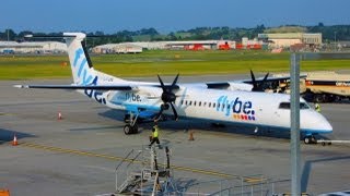 Flybe Q400 EdinburghManchester Flight Experience [upl. by Lalittah]