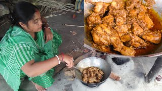 চা দিয়ে চিকেন কষা Chicken Curry Recipe│Golbarir Kosha Mangsho Recipe│Chicken Kosha│Village Food [upl. by Zimmerman]